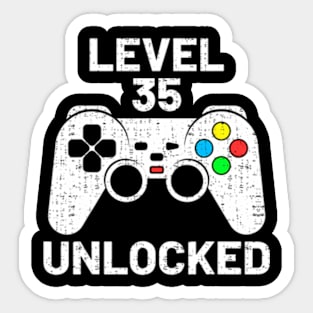 level 35 unlocked  video gamer gamepad 35th birthday Sticker